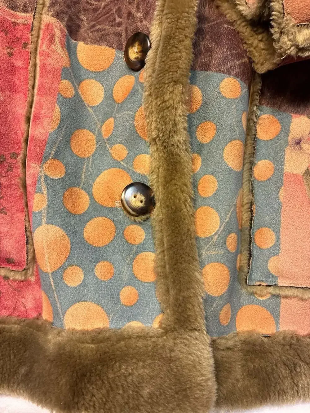 Coldwater Creek Patchwork Faux Suede Fur Lined Jacket Size 2X - Picture 13 of 16